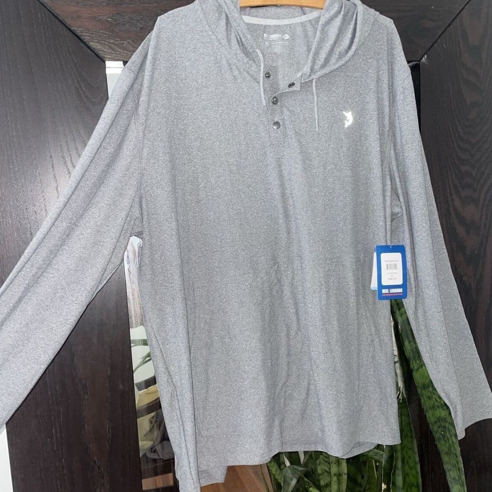 Reel Legends Sweatshirt Mens XL Hoodie Performance Lightweight Heather Grey NWT!